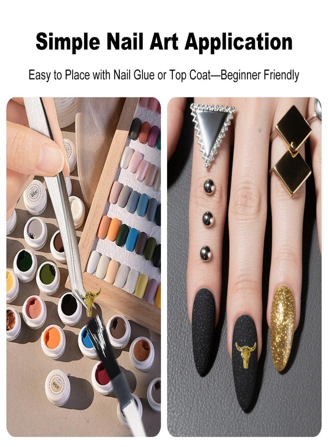 ZGGAZCA 100Pcs Cowboy Nail Charms for Nails Mix Western Rodeo Themed Nail Art Decorations Cowgirl Stickers Minimalist Nail Decals Gold Silver Gunmetal Nail Accessories for Acrylic Designs - Image 4